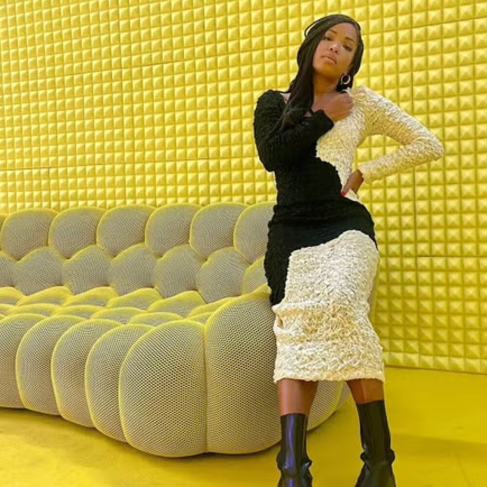 Mara Hoffman Amy Dress in Black Cream Popcorn Midi Purple Blue Size XS